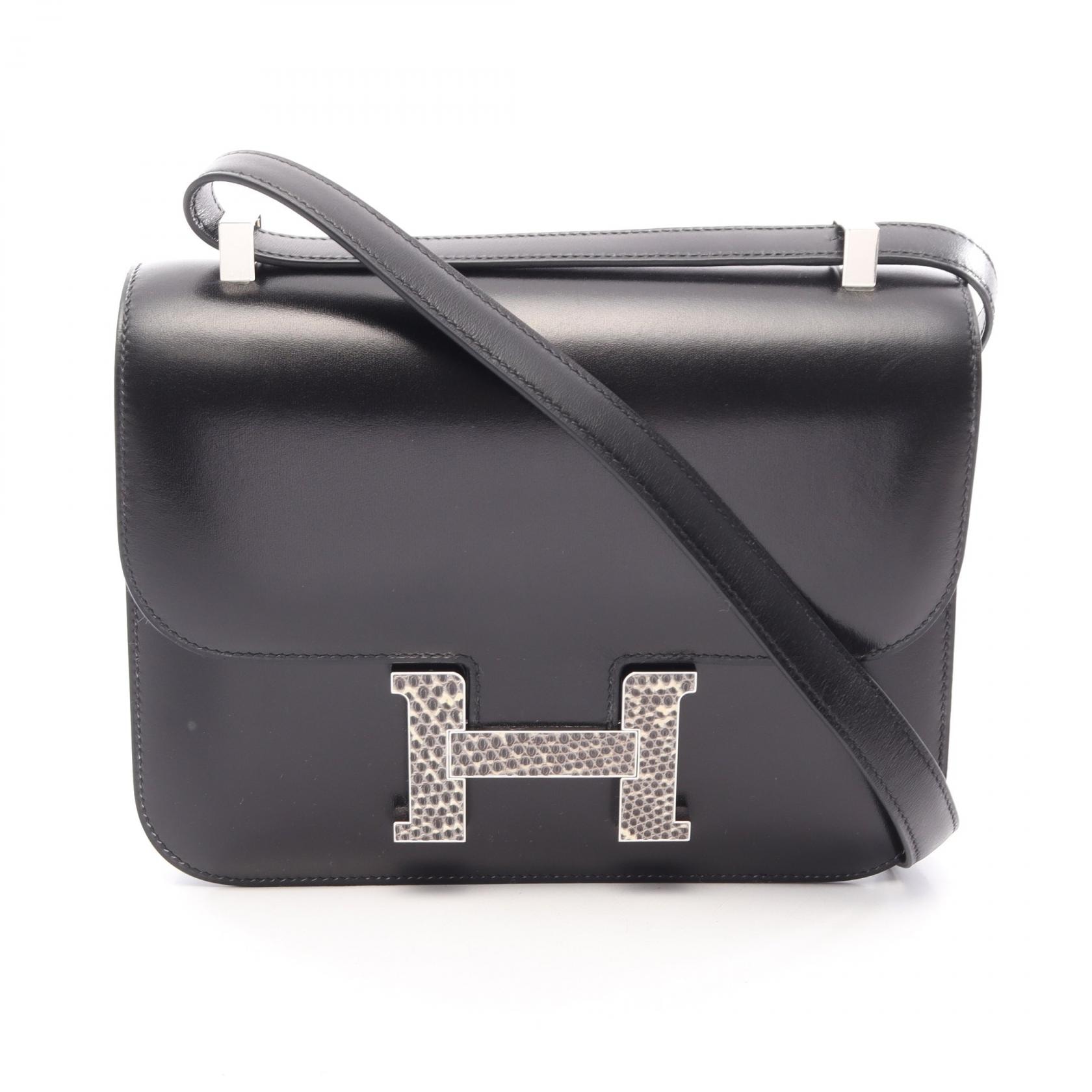 エルメス HERMES コンスタンス24 オンブレ ショルダーバッグ バッグ カーフ(牛革) アリゲーターマット ボックスカーフ B刻印(2023年製造) レディース ブラック系 【中古】