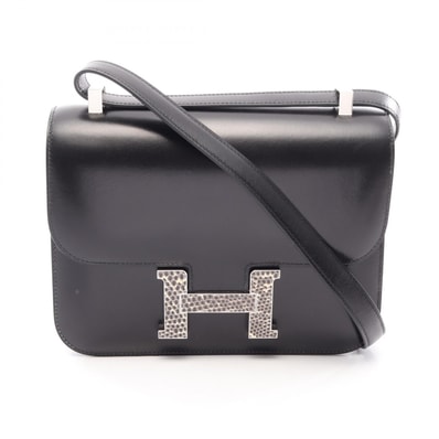エルメス HERMES コンスタンス24 オンブレ ショルダーバッグ バッグ カーフ(牛革) アリゲーターマット ボックスカーフ B刻印(2023年製造) レディース ブラック系 【中古】