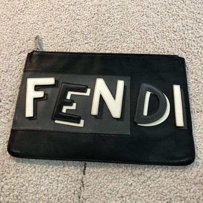 FENDI Logo Clutch Bag "Black"