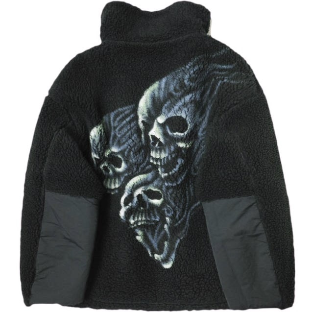 BOWWOW x ROYAL FLASH バウワウ ロイヤルフラッシュ 19AW 別注 日本製 ハンドペイント ボアジャケット BW19FW-RF01 M ブラック フリース ブルゾン スカル ドクロ アウター g21600