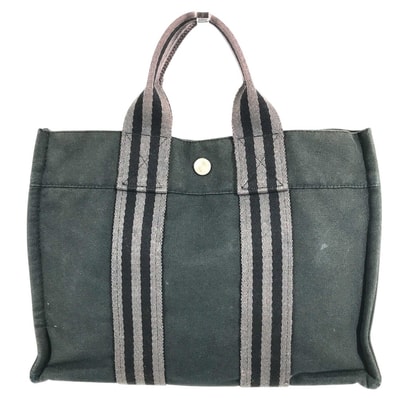 エルメス HERMES フールトゥPM フールトゥ PM トートバッグ カバン ハンドバッグ コットン ブラック