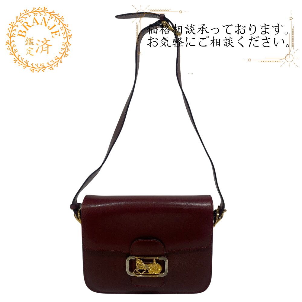 セリーヌ CELINE ショルダーバッグ 馬車金具 ショルダーバッグ ヴィンテージ ワインレッド