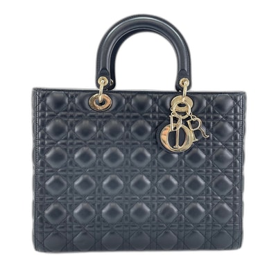 ディオール Dior レディクリスチャンディオール ラージ カナージュ 2WAY ハンドバッグ レザー【中古】