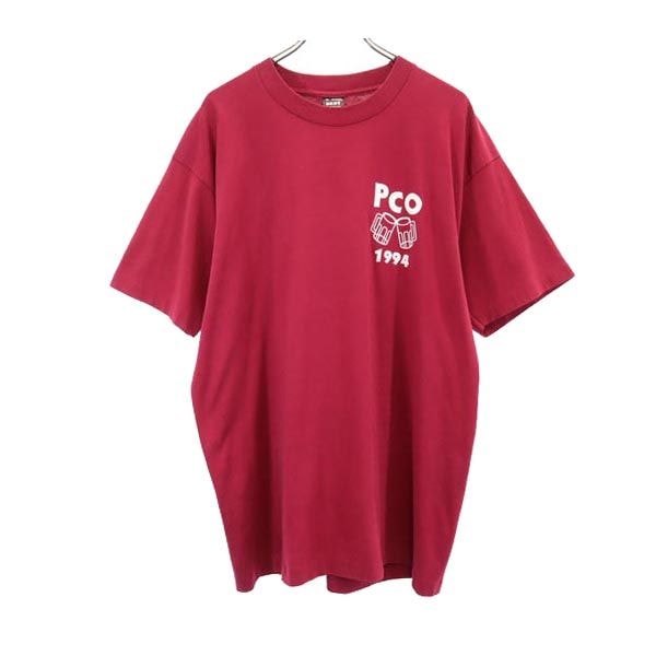 FRUIT OF THE LOOM フルーツオブザルーム 90s オールド USA製 両面ロゴプリント 半袖 Tシャツ XL えんじ