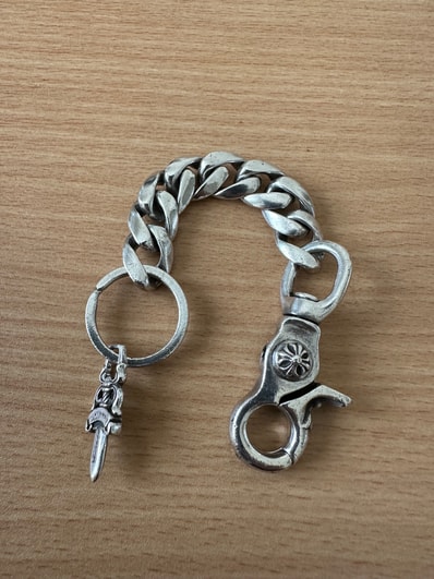 Chrome Hearts Foti Delfino & No.5 Dagger Key Ring Wallet Chain "Silver"