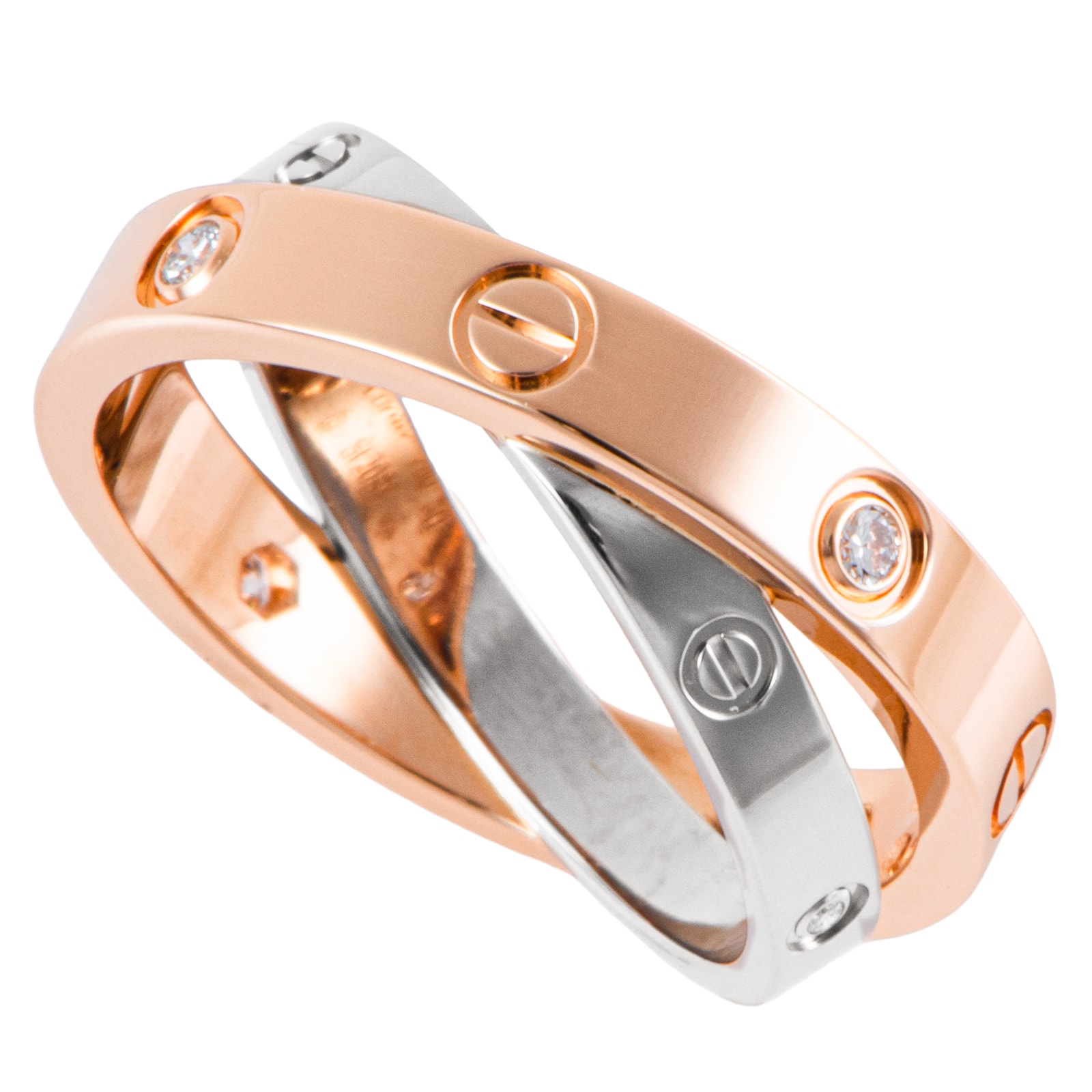 CARTIER カルティエ ビー ラブ リング B4094350 指輪 10号 K18PG K18WG ダイヤモンド ピンク ゴールド【中古】