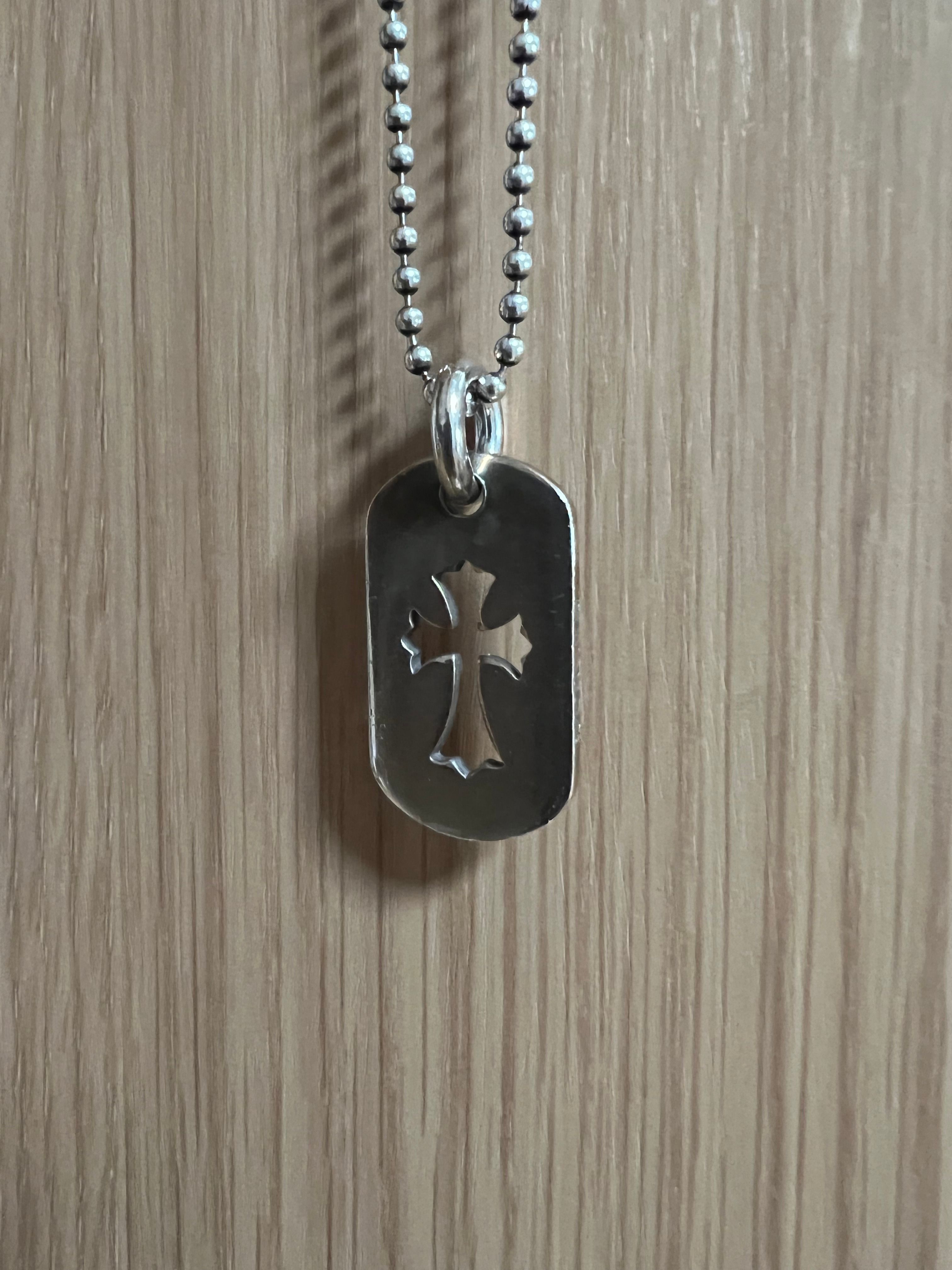 Chrome Hearts Dog Tag S Cut Out Cross "Silver"