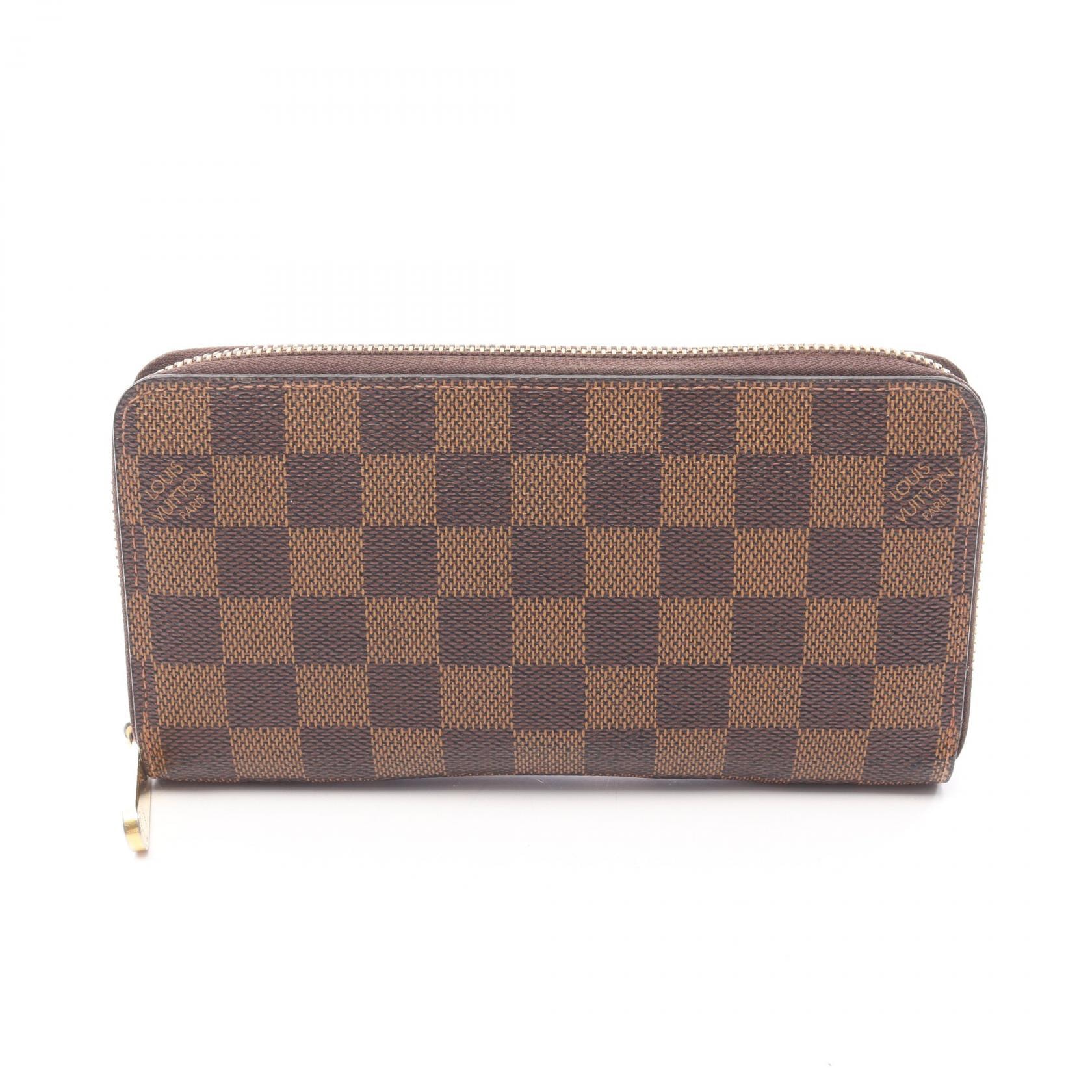 ルイ・ヴィトン LOUIS VUITTON ジッピーウォレット ラウンド長財布 財布 PVCコーティングキャンバス ダミエ エベヌ メンズ レディース ブラウン系 N60015 【中古】