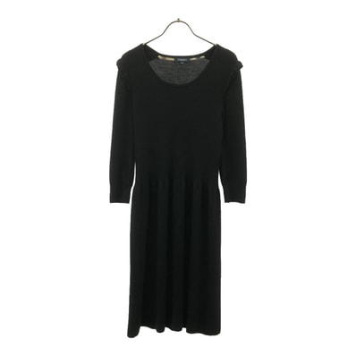 BURBERRY LONDON バーバリーロンドン 三陽商会 ウールブレンド 7分袖 ニット ワンピース 40 ブラック