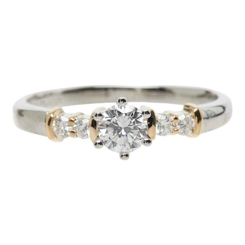 セイコー ダイヤモンド Pt900 プラチナ K18YG イエローゴールド ダイヤ0.25ct ダイヤ0.10ct エンゲージリング リング 指輪 レディース SEIKO 10号 中古