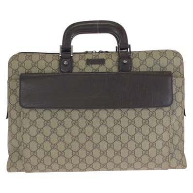 GUCCI グッチ ベージュ ダークブラウン GGスプリームキャンバス レザー/ ビジネスバッグ ブリーフケース 603349 【中古】