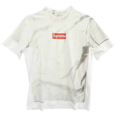 Supreme シュプリーム Tシャツ 24SS ×MM6 Maison Margiela Box Logo Tee エムエムシックス メゾンマルジェラ ボックス ロゴ プリント 半袖 Tシャツ ホワイト系 M【極上美品】【中古】