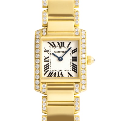 CARTIER カルティエ タンクフランセーズ SM ベゼルダイヤ ブレスハーフダイヤ WE1001RG K18YG【中古】