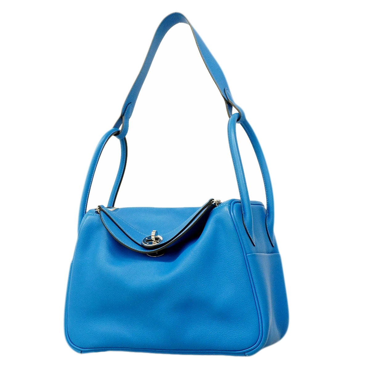 【6he5125】エルメス ハンドバッグ リンディ26 エバーカラー ブルーザンジバル シルバー金具 X刻印 2wayバッグ【中古】レディース