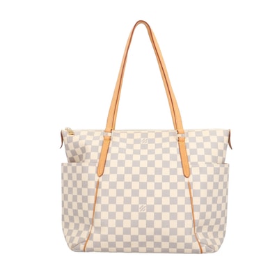ルイヴィトン トータリーMM ダミエアズール トートバッグ ダミエアズールキャンバス N41279 ホワイト レディース LOUIS VUITTON 中古