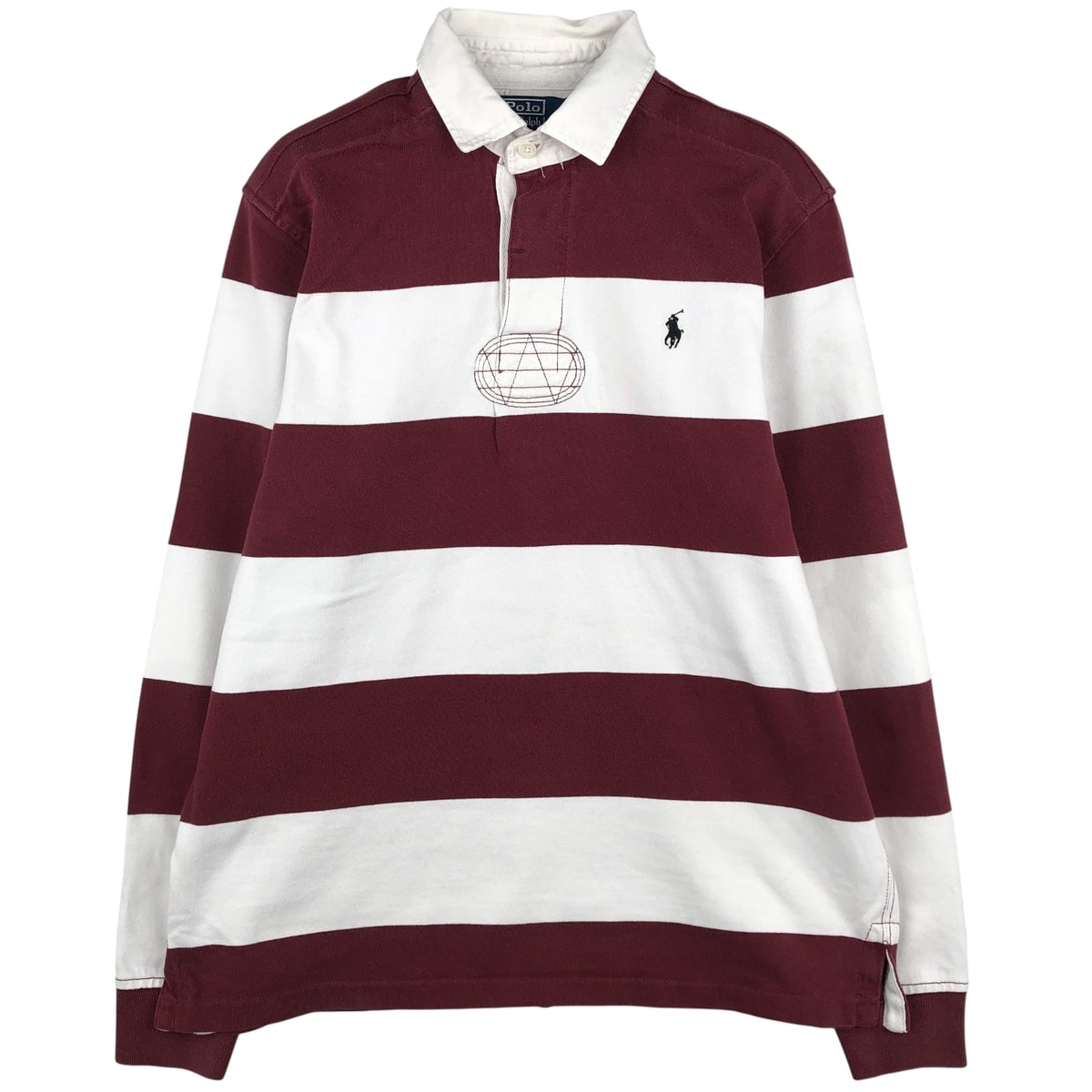 古着 ラルフローレン Ralph Lauren POLO by Ralph Lauren CUSTOM FIT ボーダー柄 長袖 ラガーシャツ メンズM相当/eaa597694