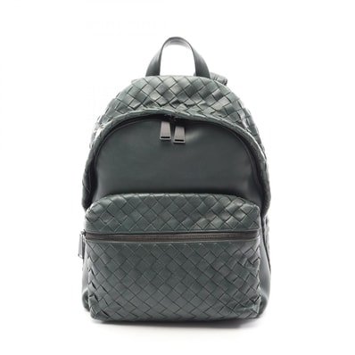 ボッテガヴェネタ BOTTEGA VENETA イントレチャート リュックサック バックパック バッグ レザー メンズ グリーン系 【中古】