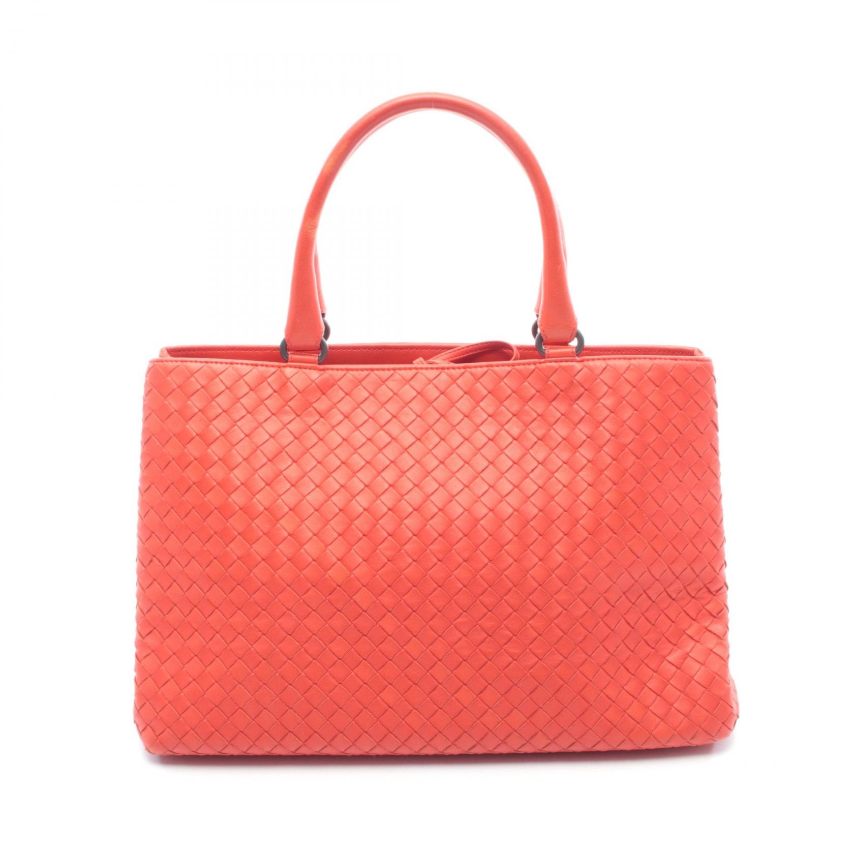 ボッテガヴェネタ BOTTEGA VENETA イントレチャート トートバッグ バッグ レザー レディース レッド系 【中古】