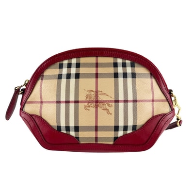バーバリー BURBERRY ショルダーバッグ PVCコーティングキャンバス/レザー レッド/ベージュ レディース【中古】 z10510