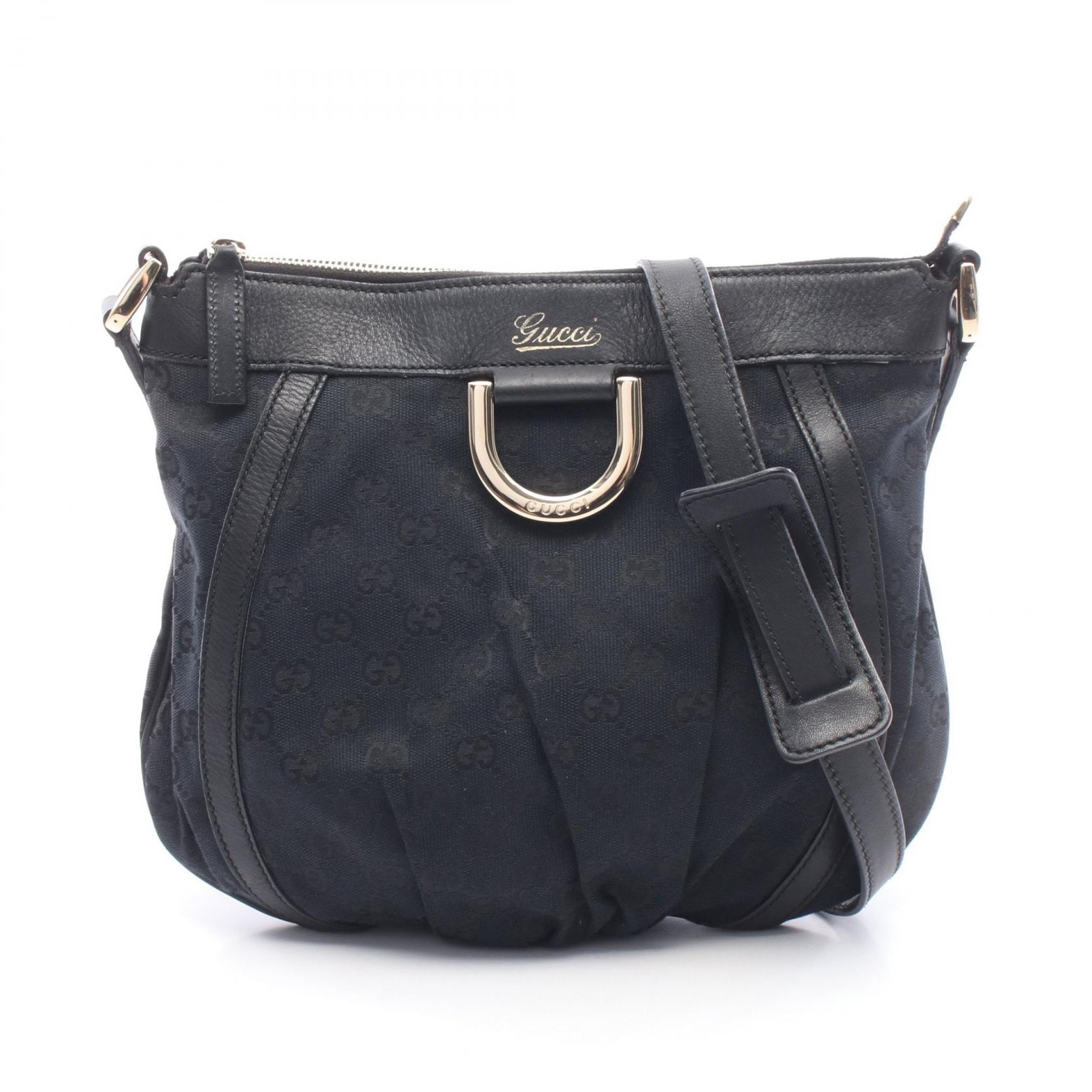 グッチ GUCCI アビー GGキャンバス ショルダーバッグ バッグ キャンバス レザー レディース ブラック系 203257 【中古】