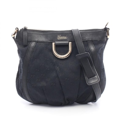 グッチ GUCCI アビー GGキャンバス ショルダーバッグ バッグ キャンバス レザー レディース ブラック系 203257 【中古】