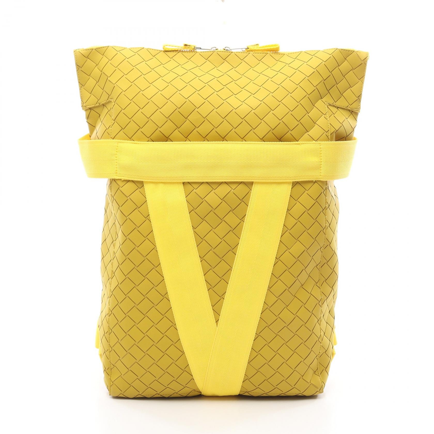 ボッテガヴェネタ BOTTEGA VENETA ニューラバー リュックサック バックパック バッグ ラバー ナイロンキャンバス メンズ イエロー系 【中古】