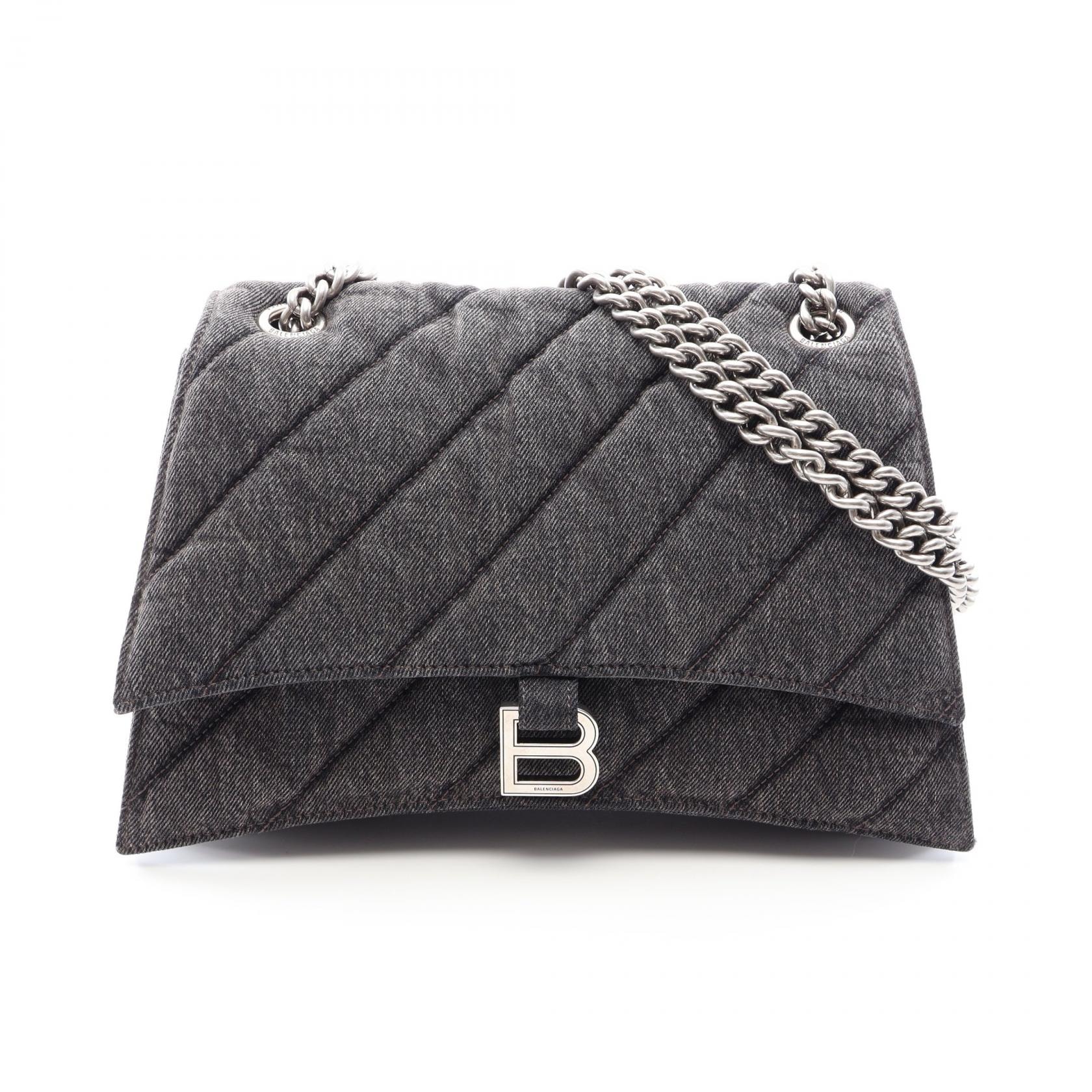バレンシアガ BALENCIAGA CRUSH クラッシュ ミディアム キルティング ショルダーバッグ バッグ デニム レディース グレー系 【中古】