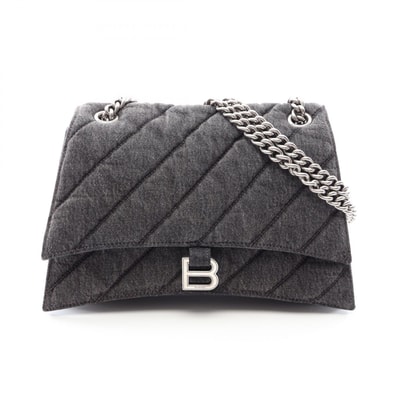 バレンシアガ BALENCIAGA CRUSH クラッシュ ミディアム キルティング ショルダーバッグ バッグ デニム レディース グレー系 【中古】
