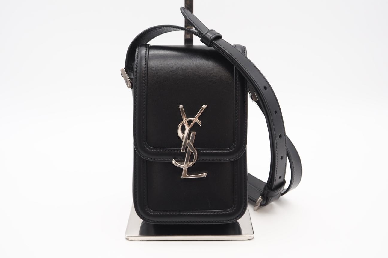 美品 YVES SAINT LAURENT イヴ・サンローラン レザー ソルフェリーノ ミニ ショルダーバッグ 753963 ショルダーバッグ ブラック カーフレザー レディース