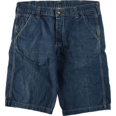 古着 カーハート Carhartt WORK BERMUDA ロゴパッチ デニムショーツ ハーフパンツ ジョーツ メンズw37相当/eaa637097