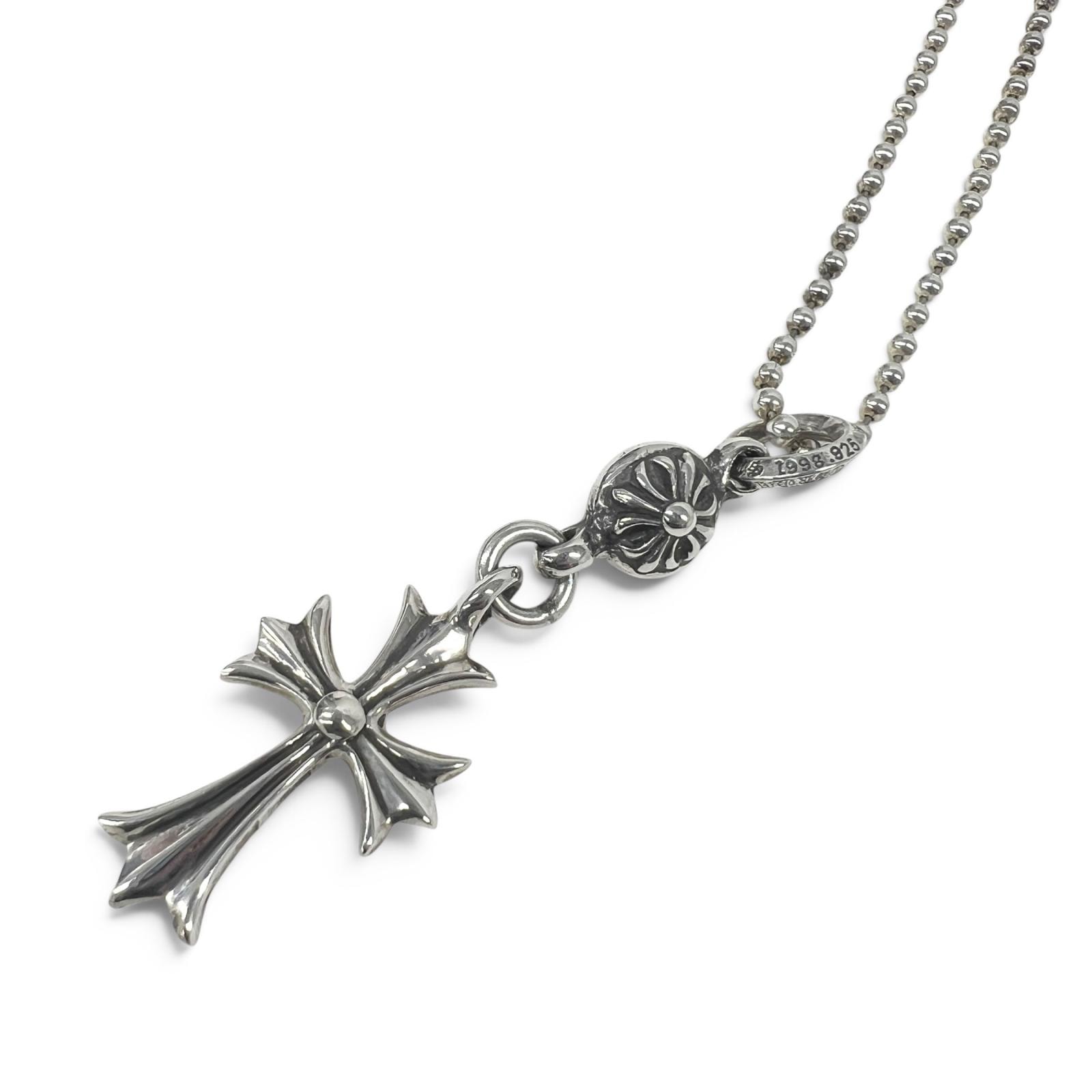 CHROME HEARTS 美品 クロムハーツ 1B TNY CH CRS 1ボール タイニーCHクロス ボールチェーン ネックレス インボイス・袋付属 ペンダントトップ シルバー クロム ABランク 中古 鑑定済