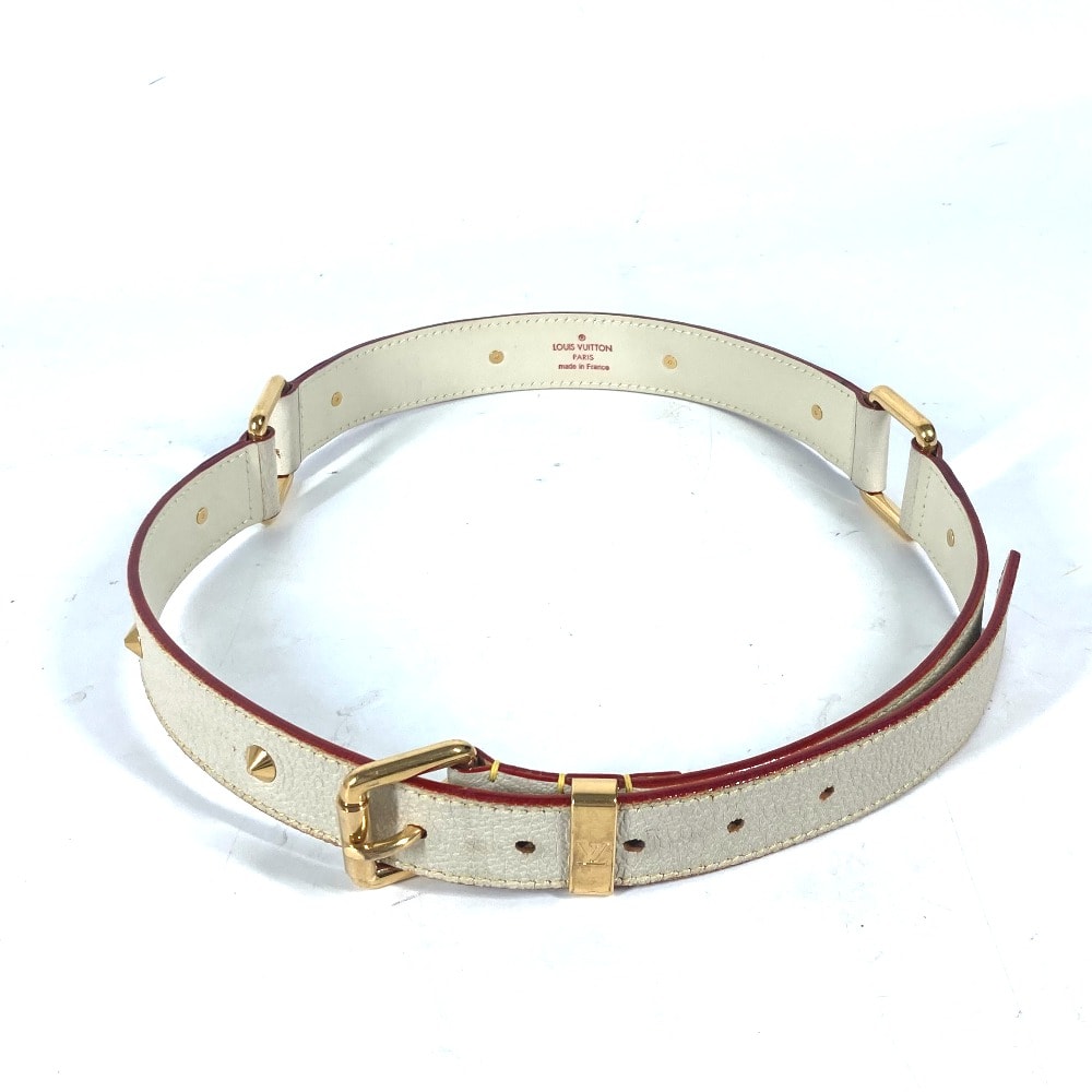 ルイヴィトン LOUIS VUITTON サンチュール・スハリラー M6870W スハリ ズボン用ベルト ベルト スハリレザー ブロン ホワイト