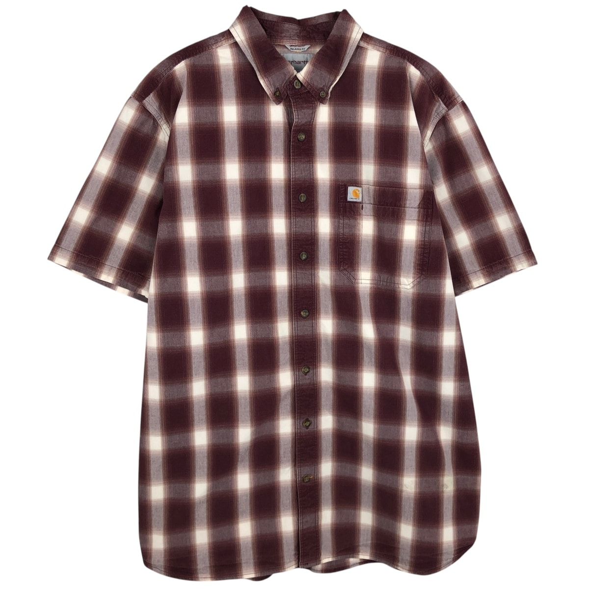 古着 カーハート Carhartt RELAXED FIT オンブレチェック ボタンダウン 半袖 ワークシャツ メンズXL相当/eaa477534
