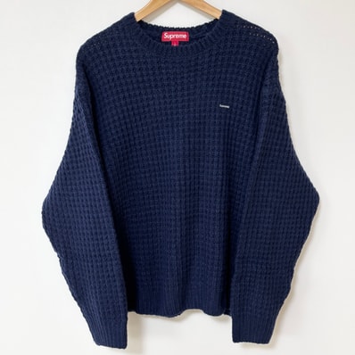 Supreme Small Box Waffle Sweater "Navy"