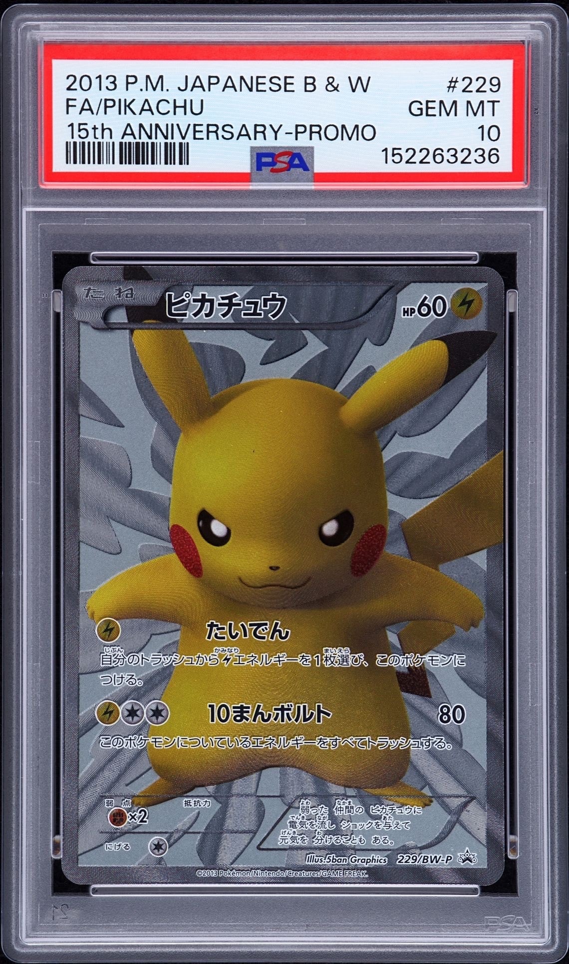 ピカチュウ 229/BW-P プロモ 15周年 ピカチュウ P [BW-P 229/BW-P](プロモーションカード「ポケモン