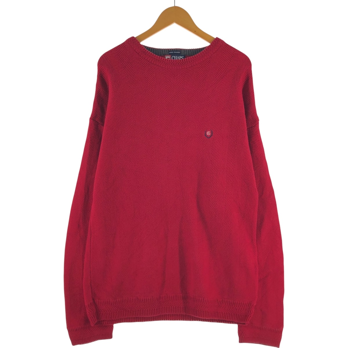 古着 90年代 ラルフローレン Ralph Lauren CHAPS チャップス ヘリンボーン コットンニットセーター メンズL相当 ヴィンテージ/eaa501569