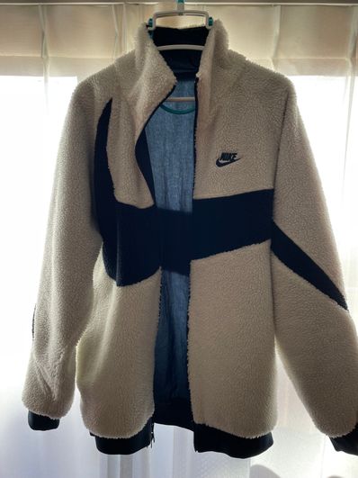 Nike Big Swoosh Reversible Boa Jacket "Sail/Dark Obsidian"