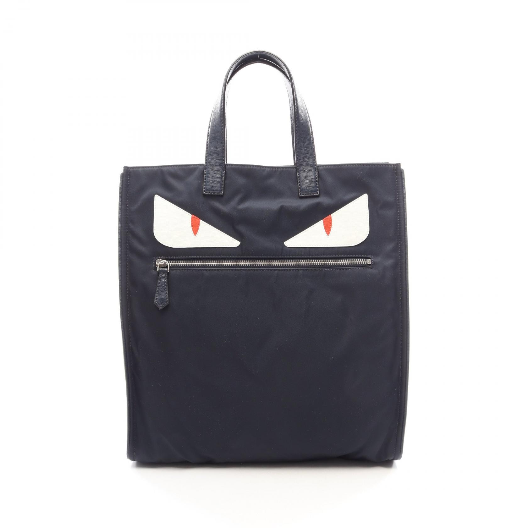 フェンディ FENDI バッグバグズ モンスター トートバッグ バッグ ナイロン レザー メンズ ネイビー系 / マルチカラー 7VA367 【中古】