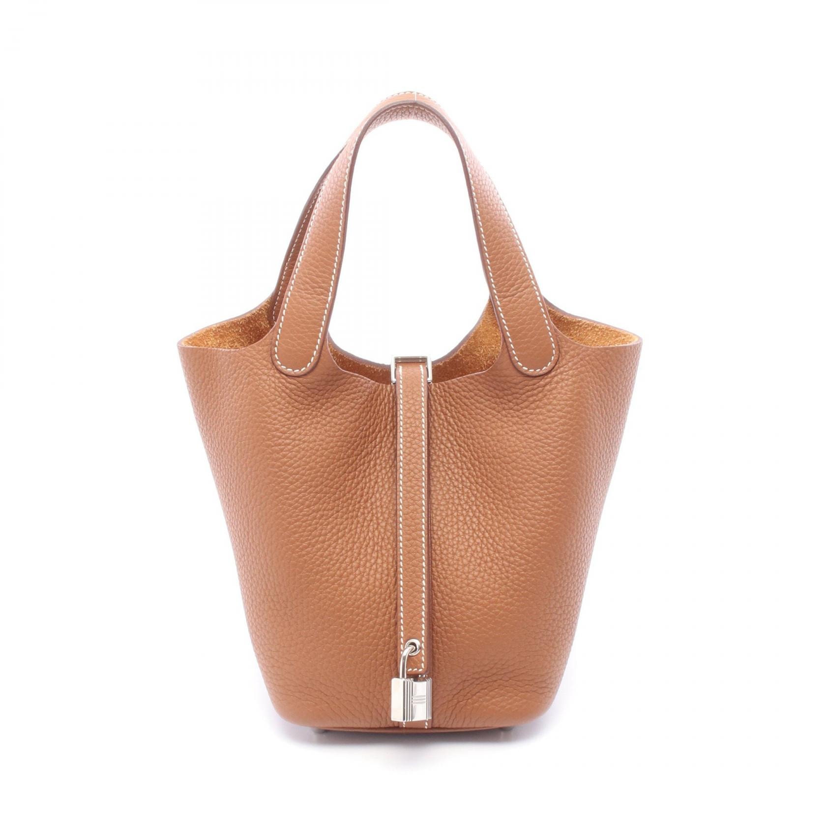 エルメス HERMES ピコタンロックPM ハンドバッグ バッグ レザー トリヨンクレマンス トリヨンクレマンス ゴールド B刻印(2023年製造) レディース ブラウン系 【中古】