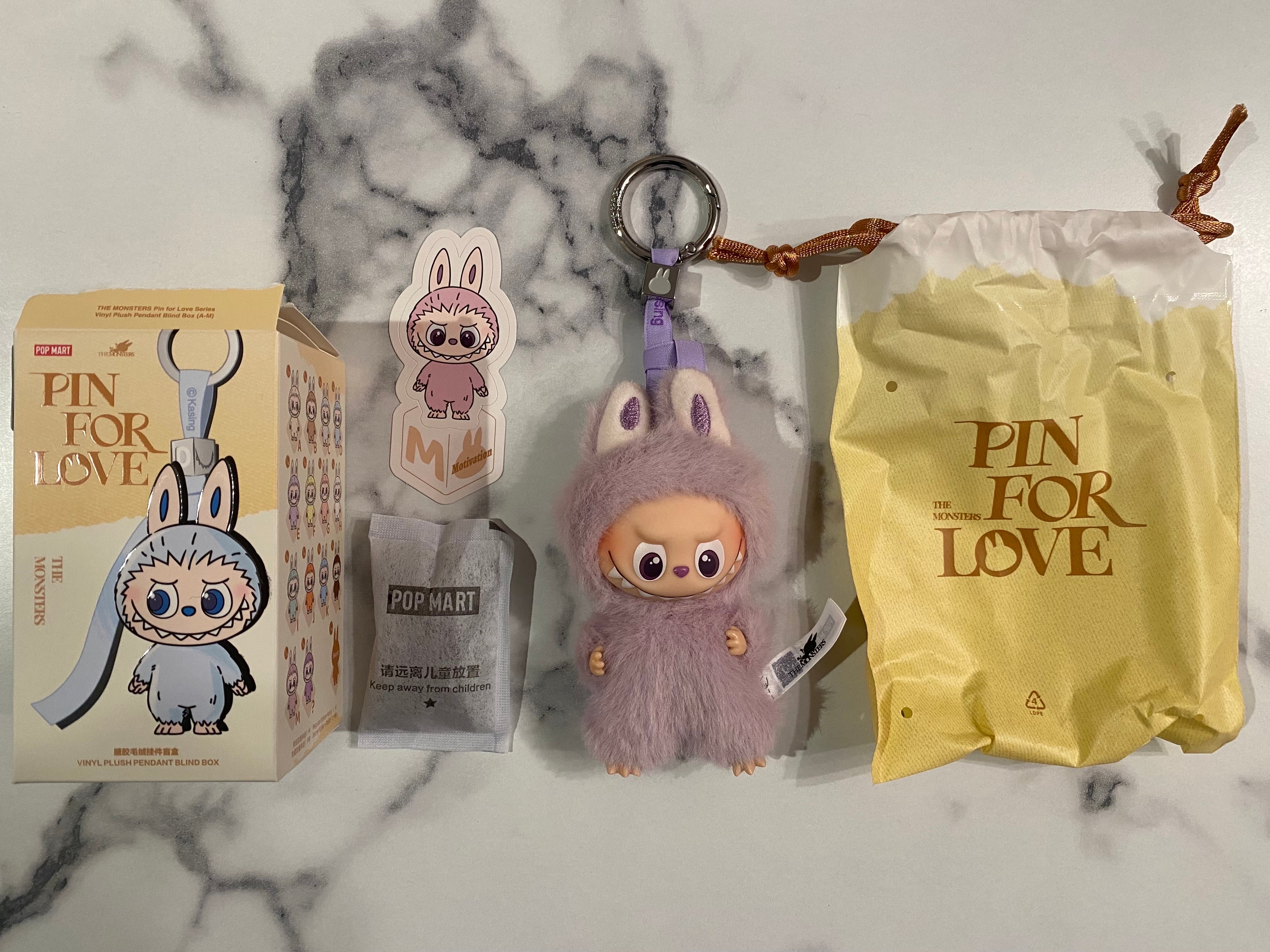 POP MART THE MONSTERS (LABUBU) Pin for Love Series-Vinyl Plush Pendant (A-M) M