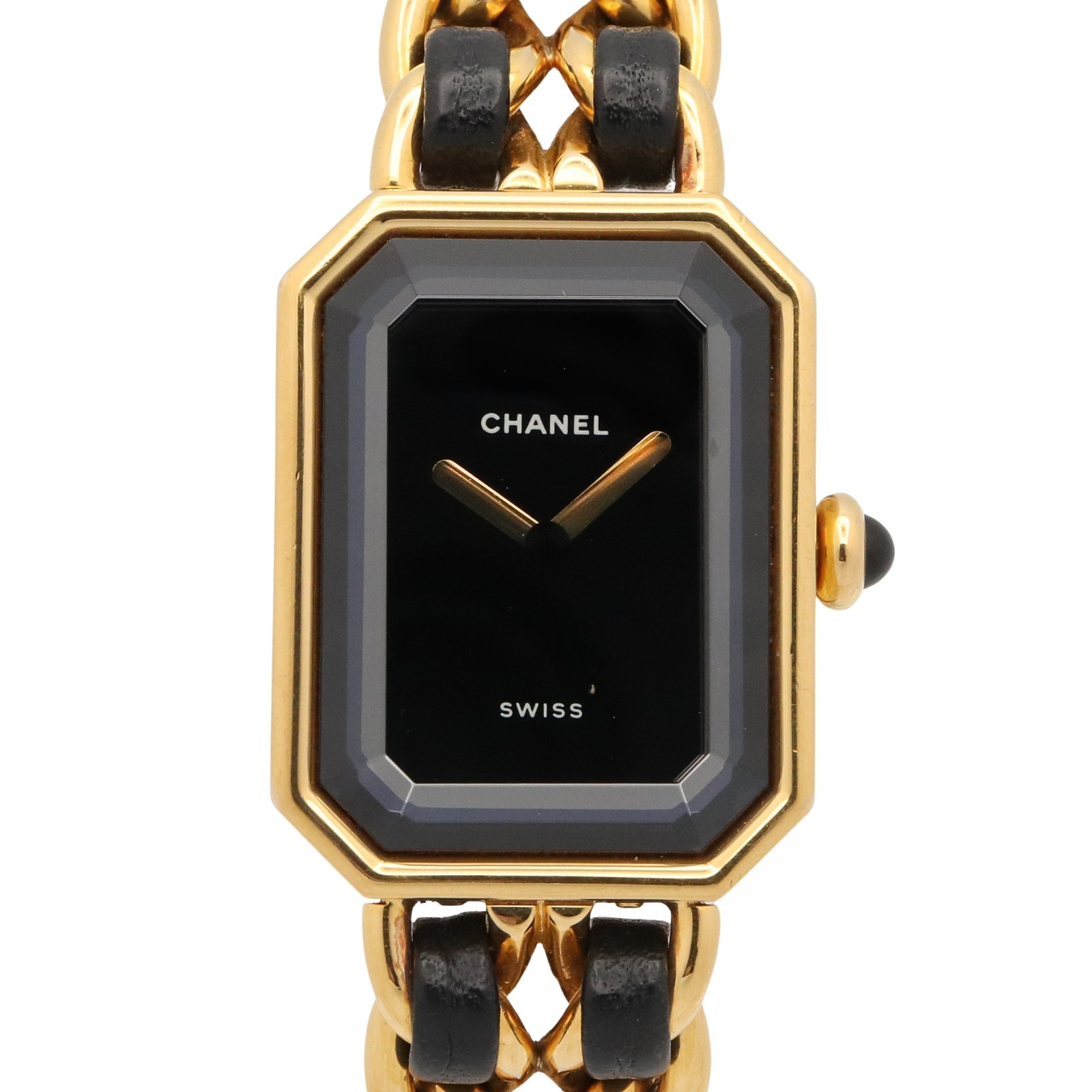 シャネル CHANEL プルミエール S 腕時計 時計 GP(ゴールドメッキ) レザー レディース ブラック系 H0001 【中古】