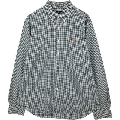 古着 ラルフローレン Ralph Lauren SLIM FIT スリムフィット ギンガムチェック 長袖 ボタンダウンチェックシャツ メンズXL相当/eaa622261