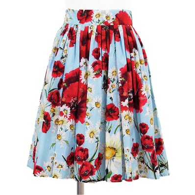 SALE【美品】DOLCE&GABBANA ドルチェアンドガッバーナ スカート プリーツ サイズ 38 レディース フローラル 花柄 コットン100% ボトムス マルチカラー イタリア製