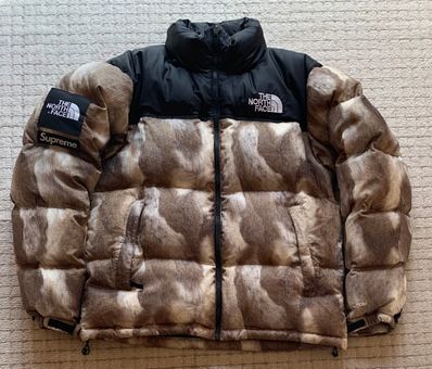 Supreme x The North Face Fur Print Nuptse Jacket "Brown"