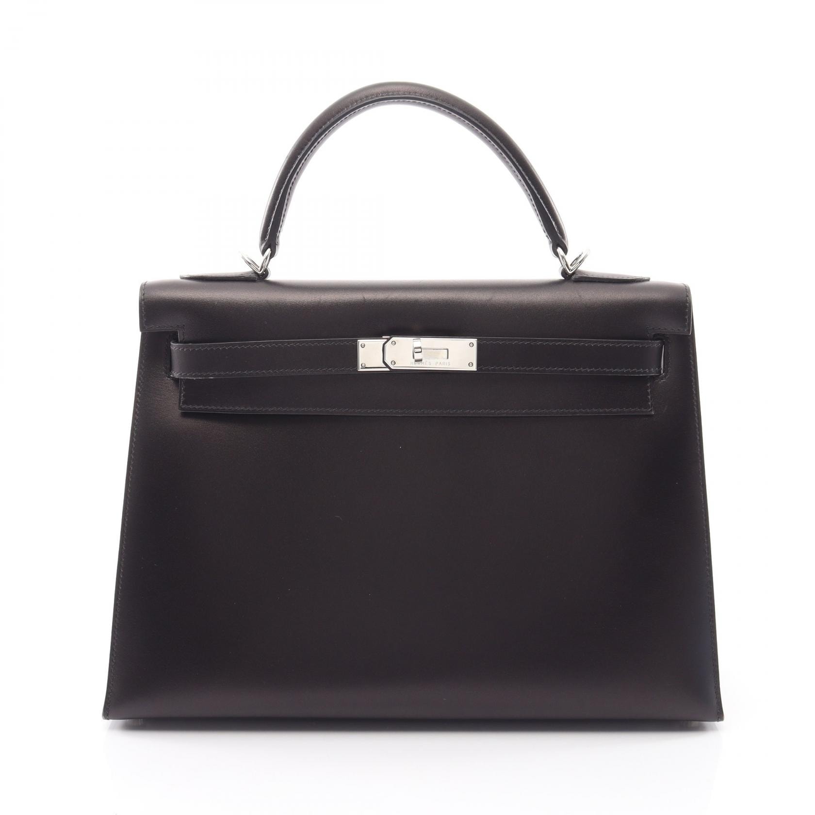 エルメス HERMES ケリー32 2WAY 外縫い ハンドバッグ バッグ カーフ(牛革) ボックスカーフ □H刻印(2004年製造) レディース ブラック系 020069CK 【中古】