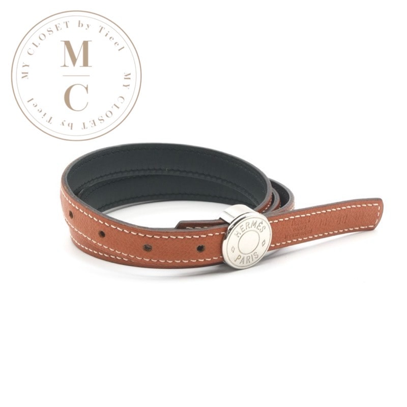 エルメス HERMES ベルト ブラウン ブラック シルバー セリエ ベルト リバーシブル