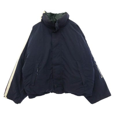 NAUTICA ノーティカ ロゴ刺繍 リバーシブル ダウン ジャケット 中国製 ダークネイビー系 ダークグリーン系 XXL【中古】