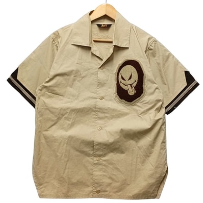 A BATHING APE アベイシングエイプ スケシンデザイン ワッペン 袖レイヤード シャツ 当時物 54171