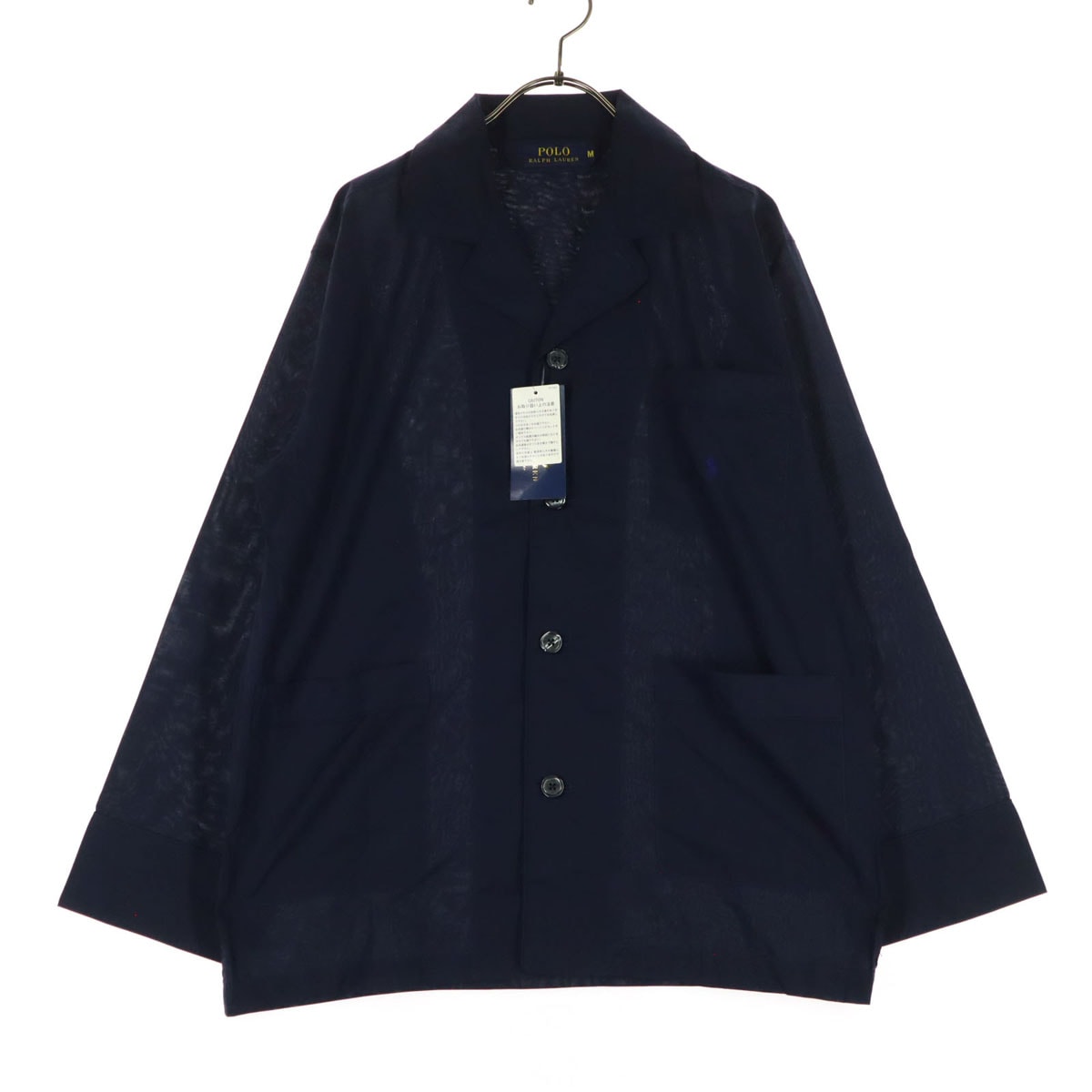 POLO RALPH LAUREN ポロラルフローレン ワンポイントロゴ 長袖 オープンカレッジ シャツジャケット M ネイビー