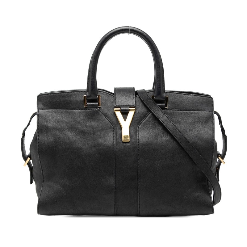 サンローラン Yライン プチカバス ハンドバッグ ショルダーバッグ 2WAY 311210 ネイビー レザー レディース SAINT LAURENT 【中古】